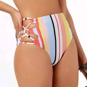 Bar III Pink h cut  Lace-Up High cut swim bottoms